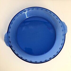 PYREX‎ 9.5" Cobalt Blue Glass Pie Bakeware Vintage 1980s